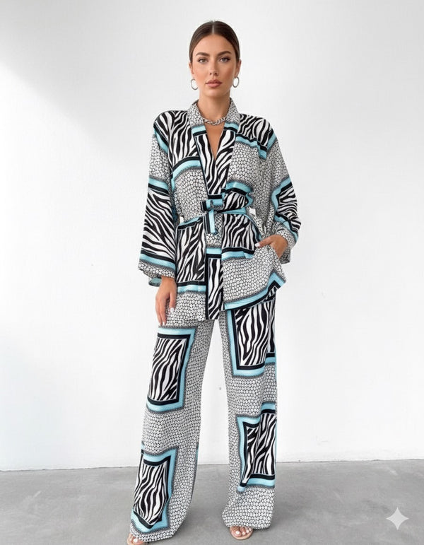 wide style set kimono and pants