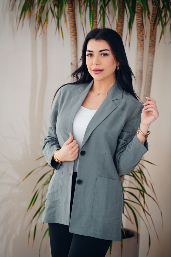 Casual Jacket with Printed Back