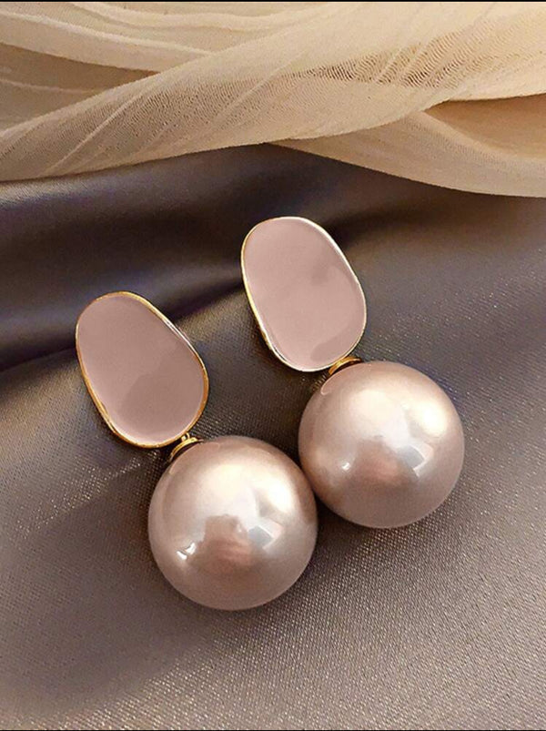 Modern Glossy Pearl Drop Earrings