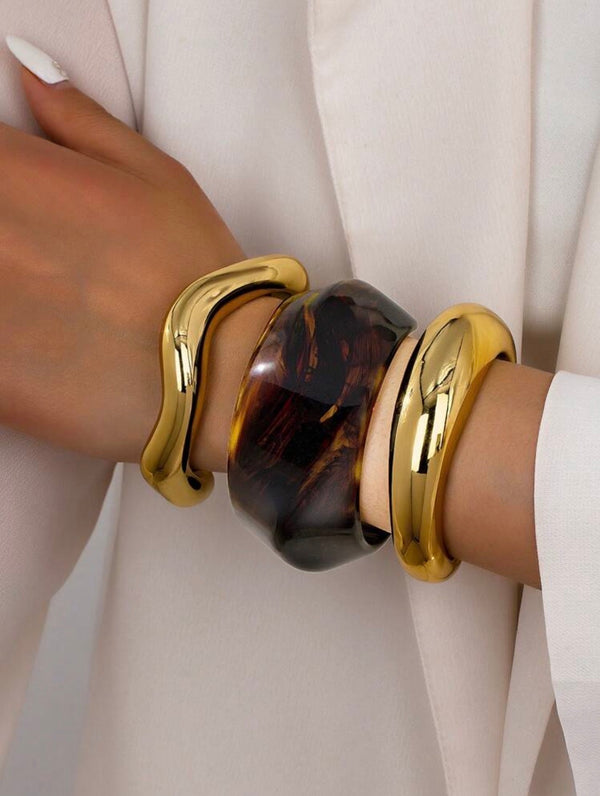 3pc Bold Statement Cuff Bracelet – Sculpted Elegance
