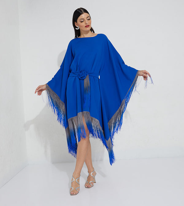 Plane wide Cardigan with all round Ombre fringe