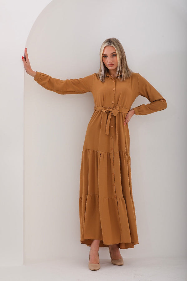 Tiered Maxi Shirt Dress