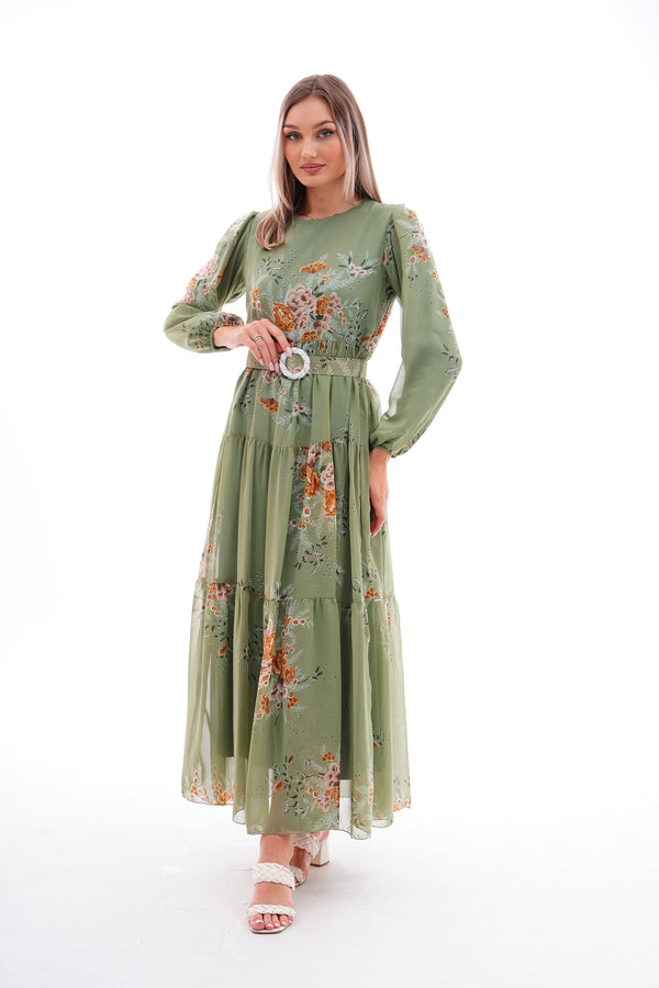 Floral Belted Maxi Dress