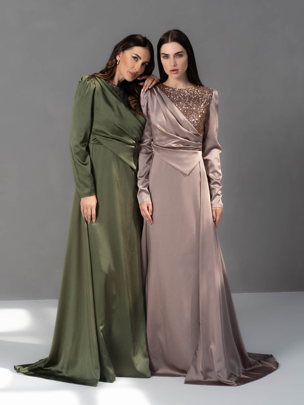 Lustrous Charm Sequin-Drape Dress