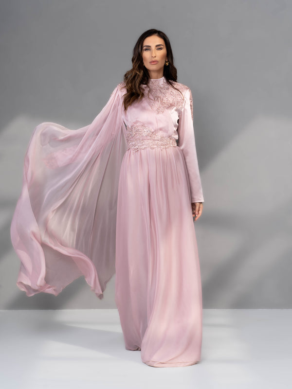 Elysian Flow Embroidered Sleeve Gown