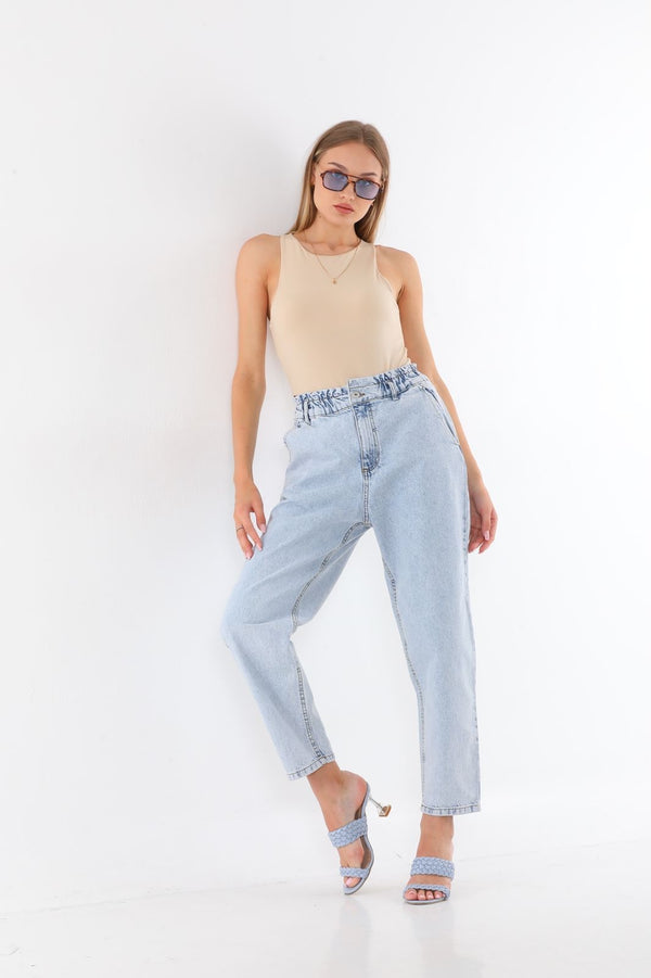 Rubber waist Mommy jeans