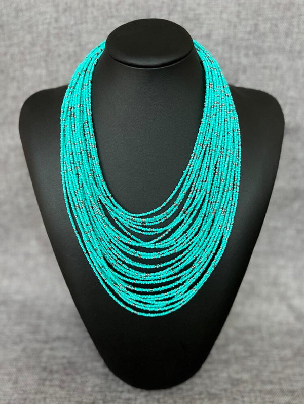 Turquoise Beaded Multi-Strand Necklace