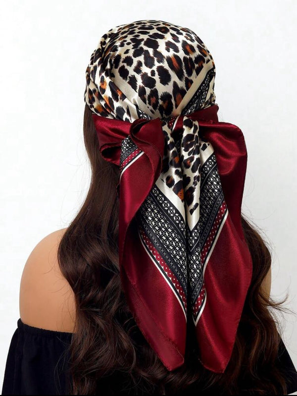 Leopard & Burgundy Silk Scarf – Fierce Meets Elegance