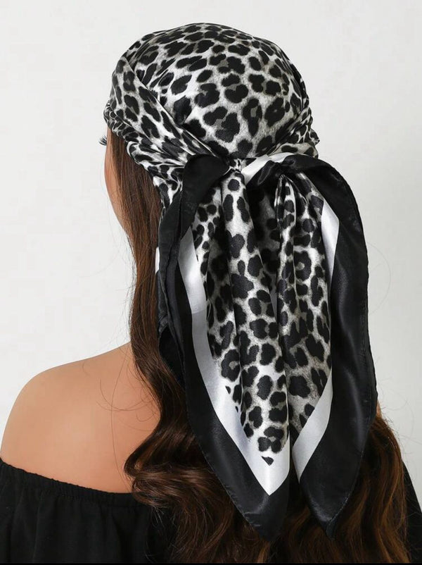 Black & White tiger Print Silk Scarf