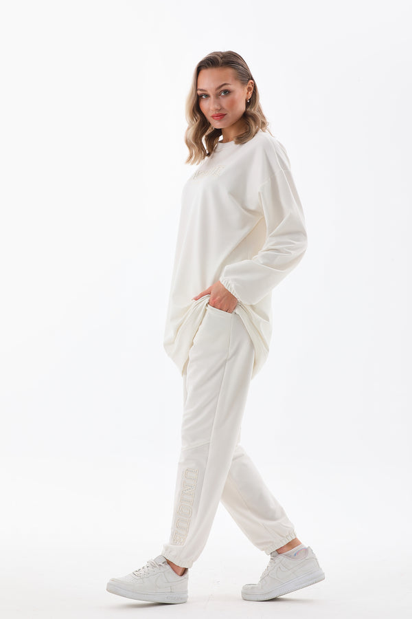 Relaxed Fit Embossed Tracksuit Set