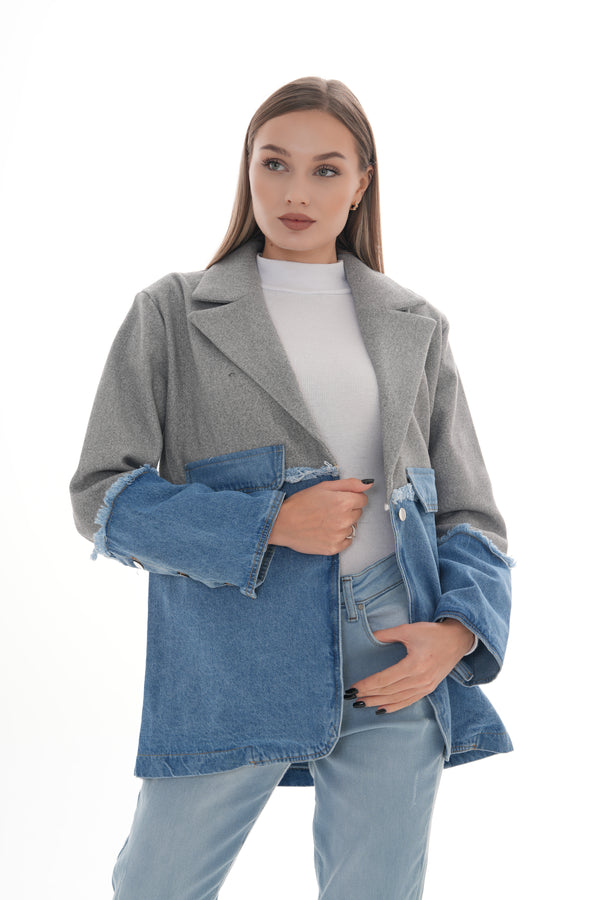 Denim and Wool-Blend Jacket