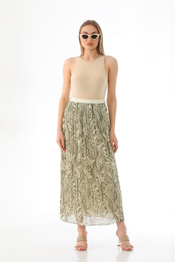 Green and White chiffon skirt