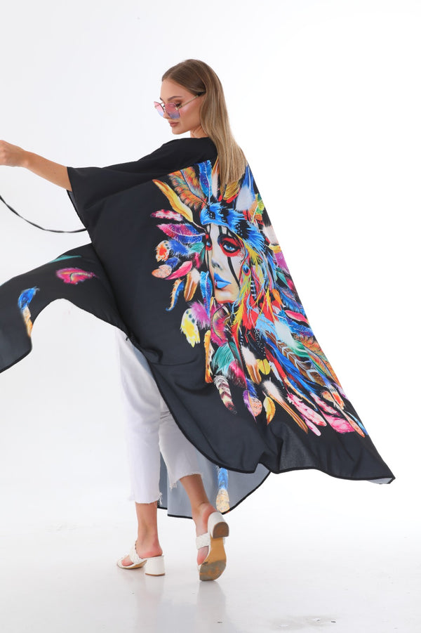 Red Indian style kimono