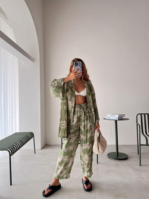 Printed wide style 2 pcs takim