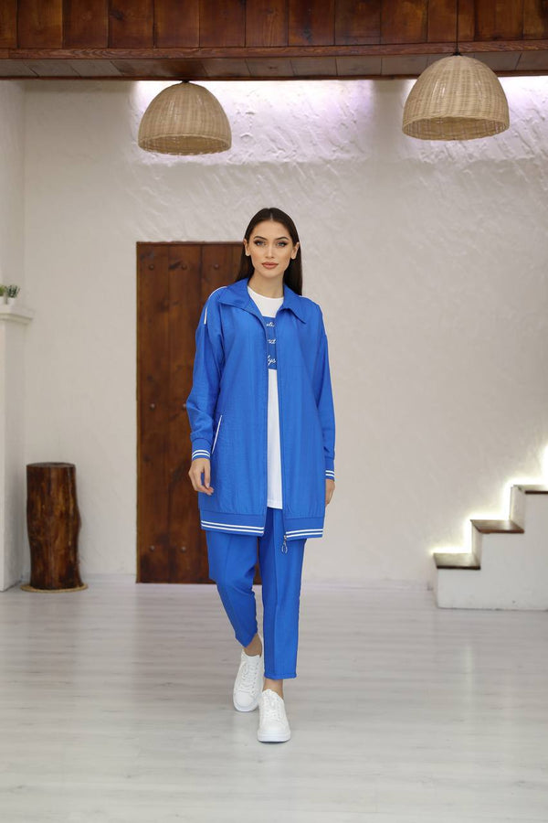 3 pcs training suit long style jacket