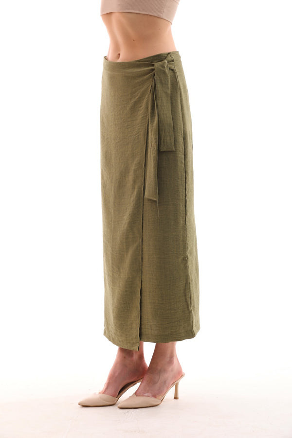 Linen Wrap Maxi Skirt