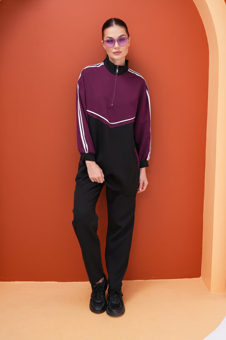 Colorblock Tracksuit Colorblock Two-Piece Tracksuit with Zipper Detail – Marvella By Rasha