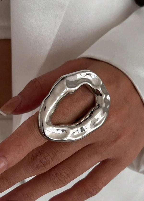 Modern Abstract Silver Ring
