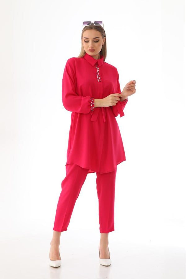 stone chest line and cuff 2 pcs takim