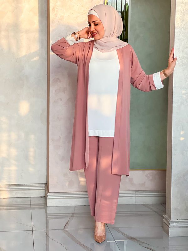 3 pcs long jacket silky takim