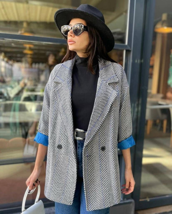 Oversized Blazer with Classic Pattern
