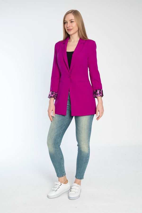 one button tiger cuff blazer  we