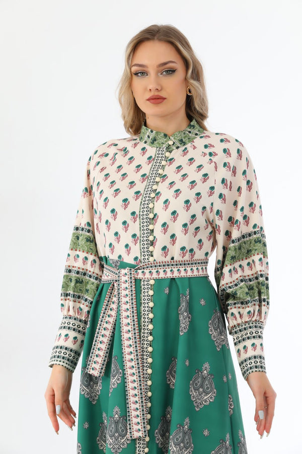Green designed maxi dress