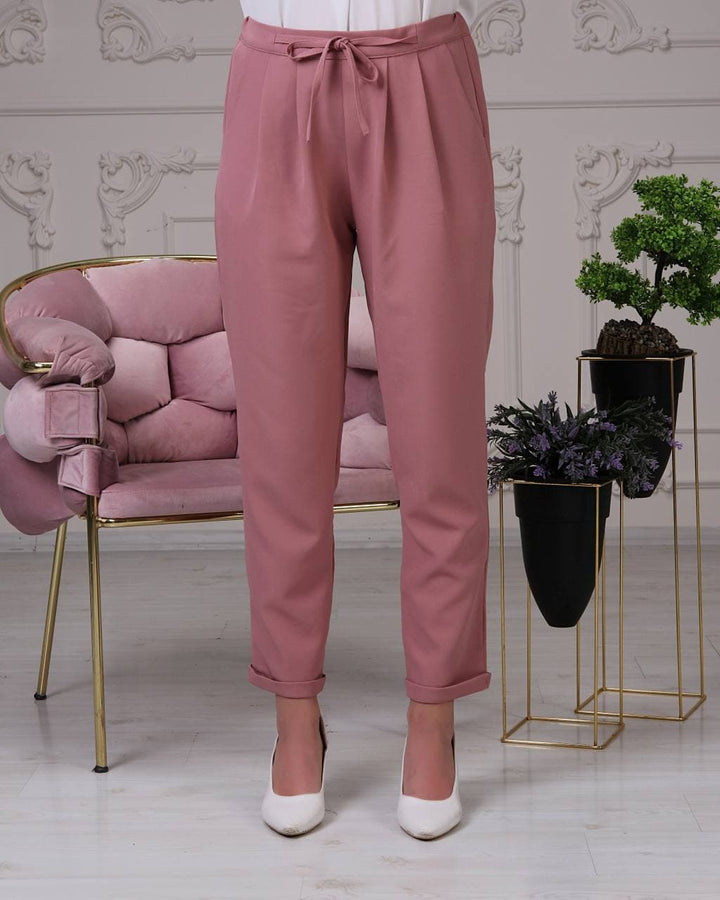 Women's regular fit solid drawstring pants in rose